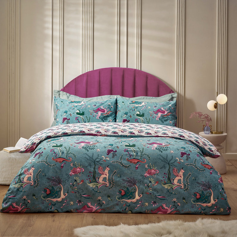 Athena Cotton Blend Abstract Duvet Cover Set with Pillowcases, Super King Duvet Cover + 2 Standard Pillowcases