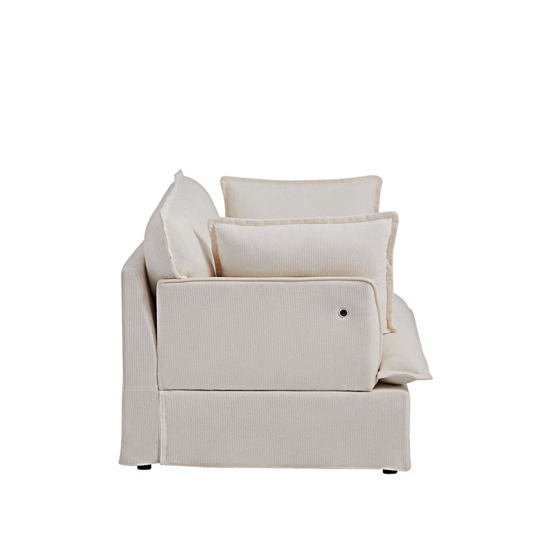 Fauteuil d'appoint surdimensionné avec coussins décoratifs, Blanc