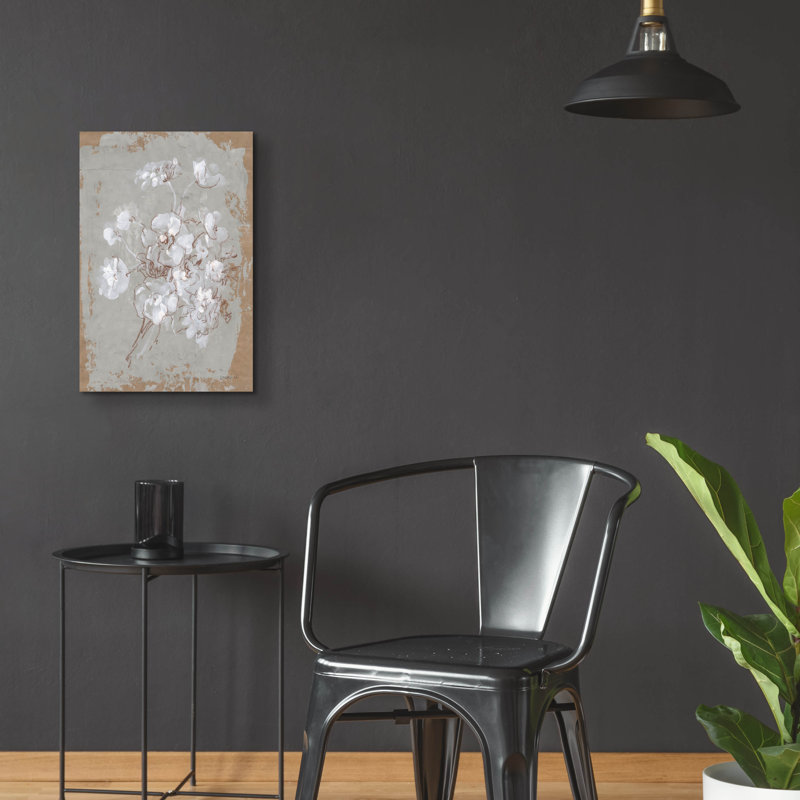 Art mural en verre épique «Delicate Floral 1» par Danhui Nai, H 24 po x l 16 po