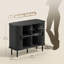 Buffet, armoire de rangement à lattes, noir