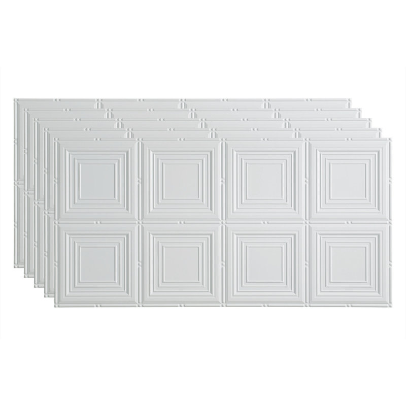 Portrait 24.38'' L x 48.38'' W Textured Vinyl Glue Up Ceiling Tile, Matte White