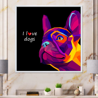 «I Love Dogs Pink Dog - Children», reproduction d'art sur toile