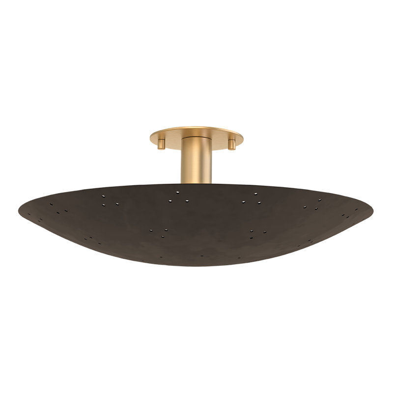 Bern Flush Mount in Vintage Brass, E12 Bulb, Black, 6.75" H x 6.75" W x 18" D