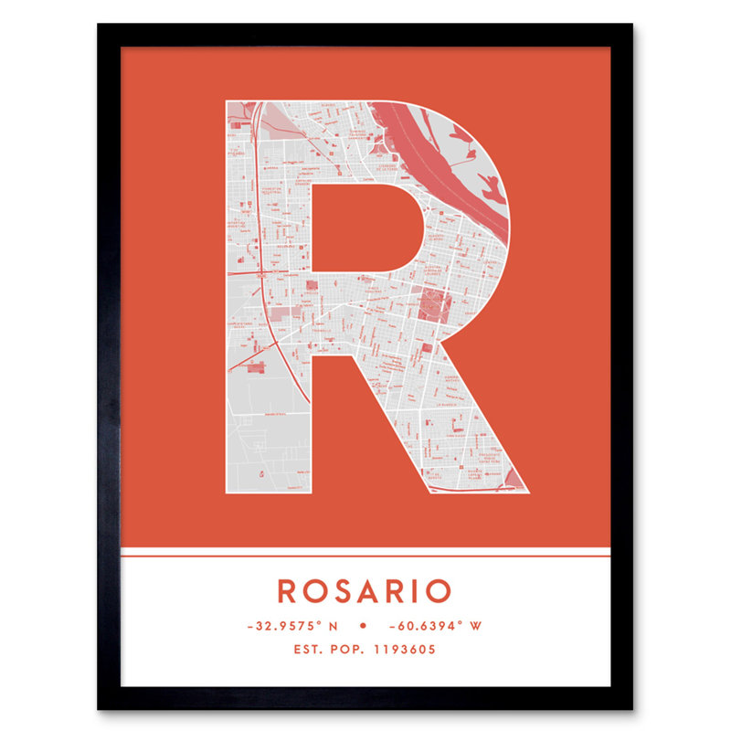 Rosario Argentina City Map - Single Picture Frame Typography