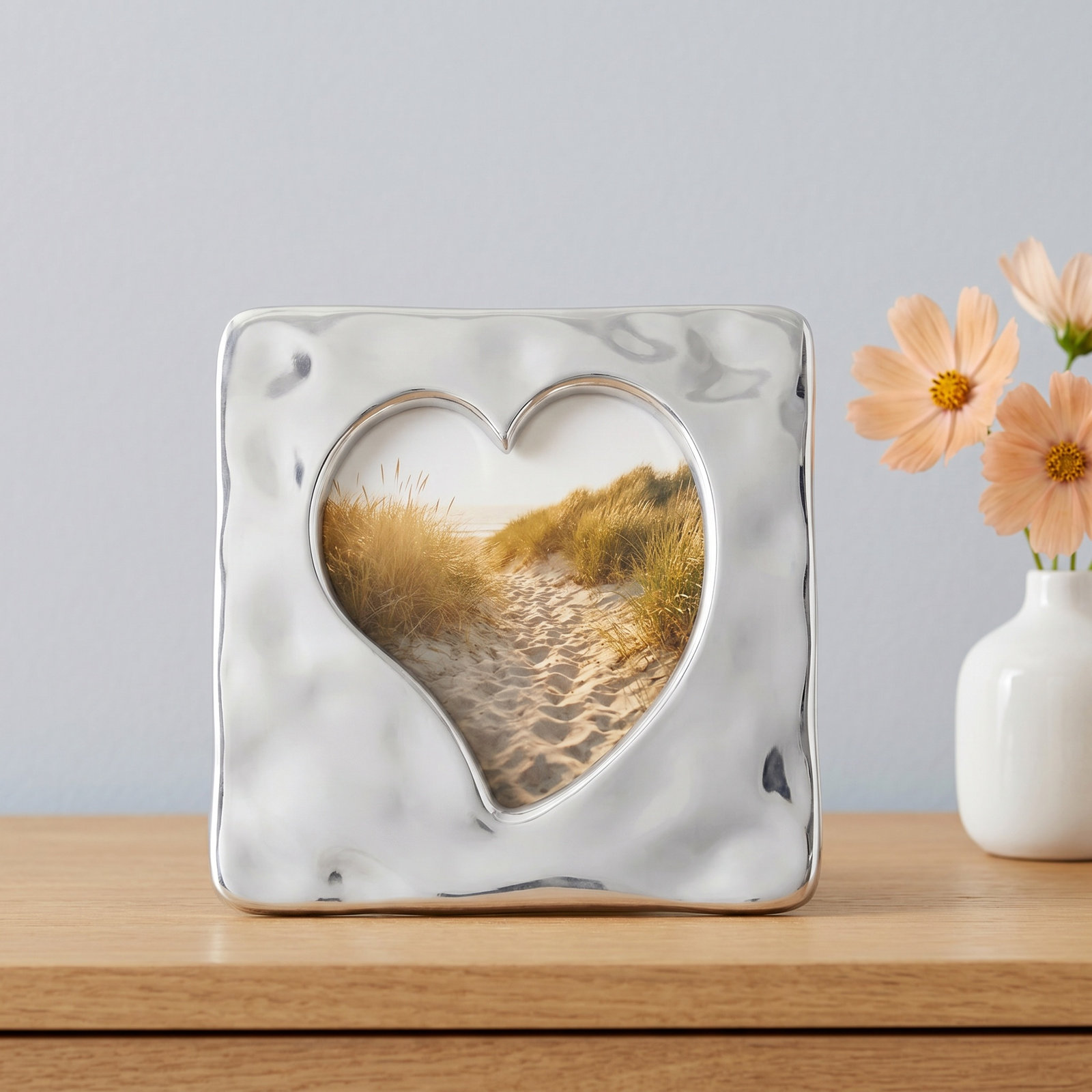 Silver Metal Beveled Picture Frame