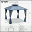 Pavillon de jardin à toit rigide 12 'X 12' avec double toit en acier galvanisé, structure en aluminium robuste, rideaux et filet
