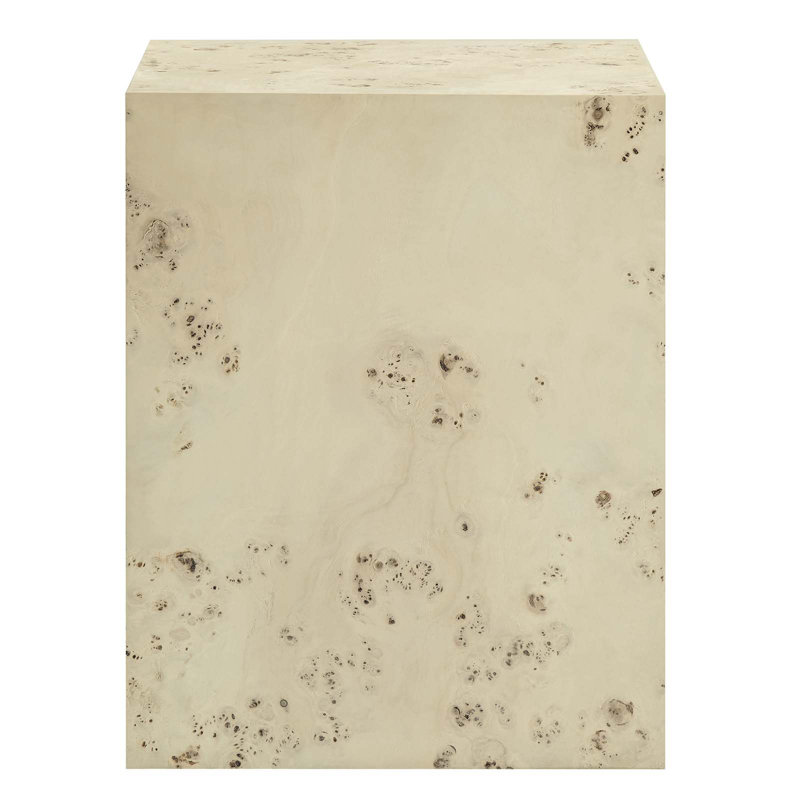 Bleached Burl Wood Square Accent Table with MDF Veneer