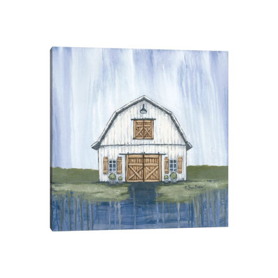 «White Garden Barn» par Sara Baker, reproduction d'art sur toile tendue