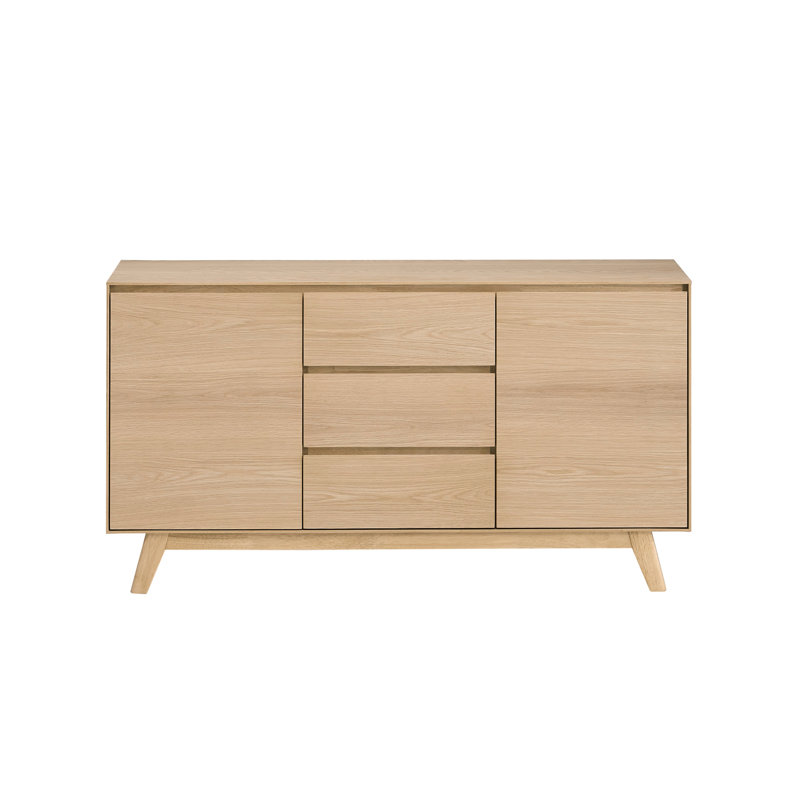 Desserte en chêne - Fonctionnelle et attrayante. Tiroir 3/4 pour plus de commodité. Sécurité des articles doublés de feutre. Fabriqué à partir de matériaux composites. Tablette spacieuse présentant un décor. Bois de chêne synthétique. 18 po