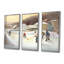 Enfants jouant au hockey en hiver IV - 3 pièces sur toile-88085346-88085345