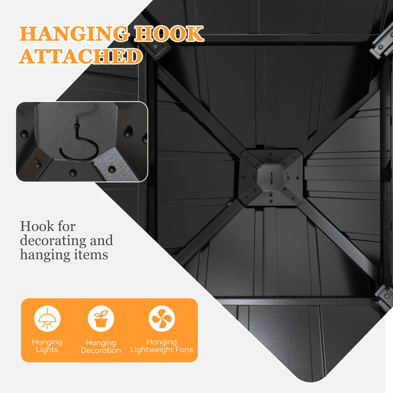Hardtop Double-Roofed Aluminum Patio Gazebo Multiple Sizes, 113.03" H x 192" W x 144" D