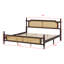Lit en bois de pin - tête de lit en rotin, pied de lit en rotin et plateforme de lit central amélioré-794408034-794408032