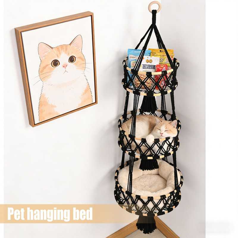 3 Tier Hanging Fruit Baskets, Black