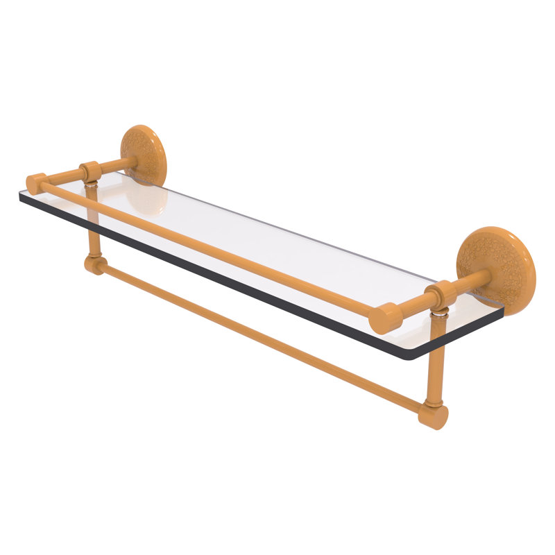 Tablette en verre avec barre à serviettes Inch Gallery, H 5 po x l 22 po x P 5 po, Jaune doré