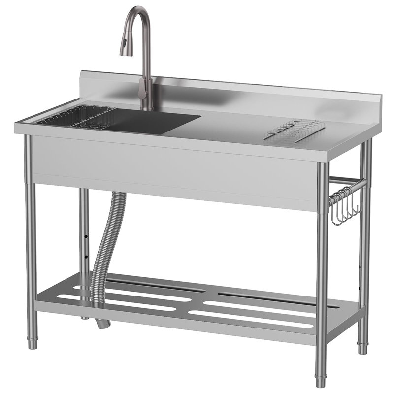 Évier de buanderie autoportant en acier inoxydable avec robinet rétractable pour la cuisine et le jardin