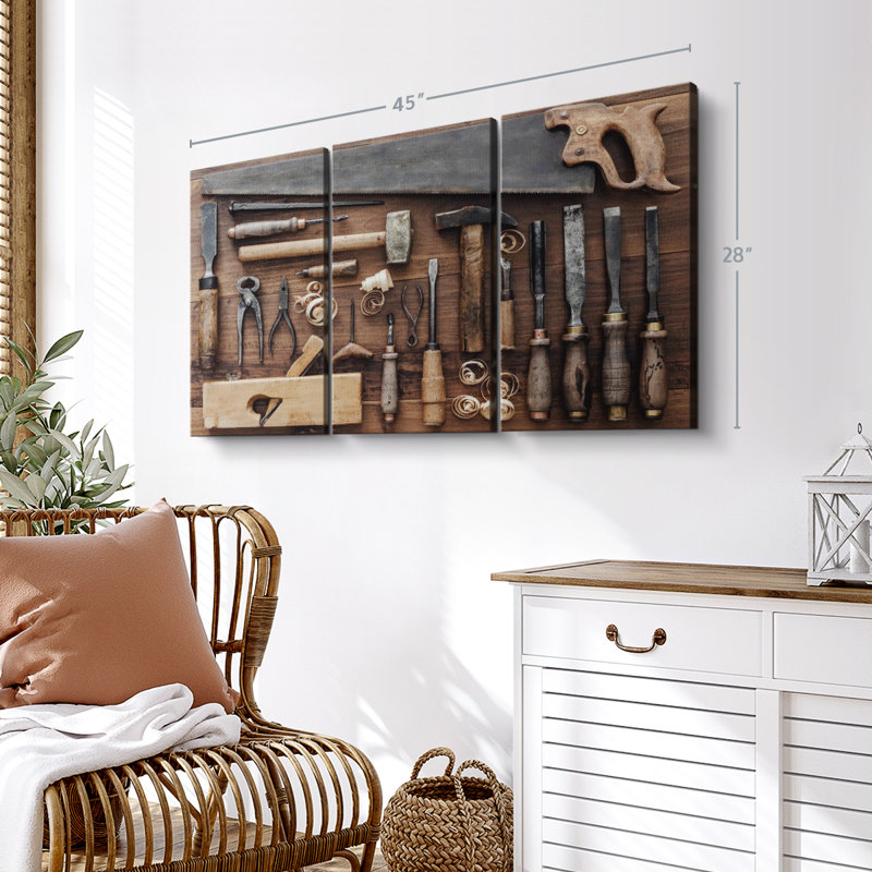 " Old Carpentry Tools " on, 28" H x 45" W