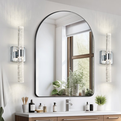 16.9'' 2-Light Crystal Bubble Glass Wall Sconce, Chrome