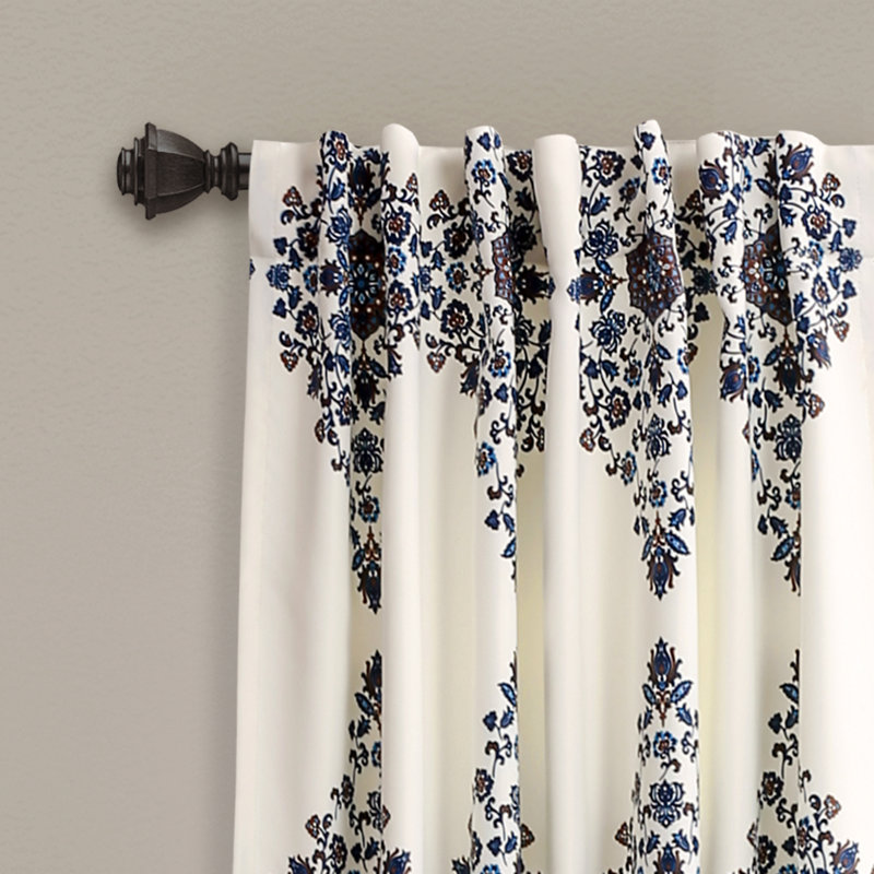 Keya Medallion Room Darkening Curtain Pair, Cream, 52" W x 84" L