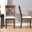 Chaises de salle à manger rembourrées, en lin et bois d'hévéa, ensemble de 2, dossier en X moderne pour la cuisine-1042834258