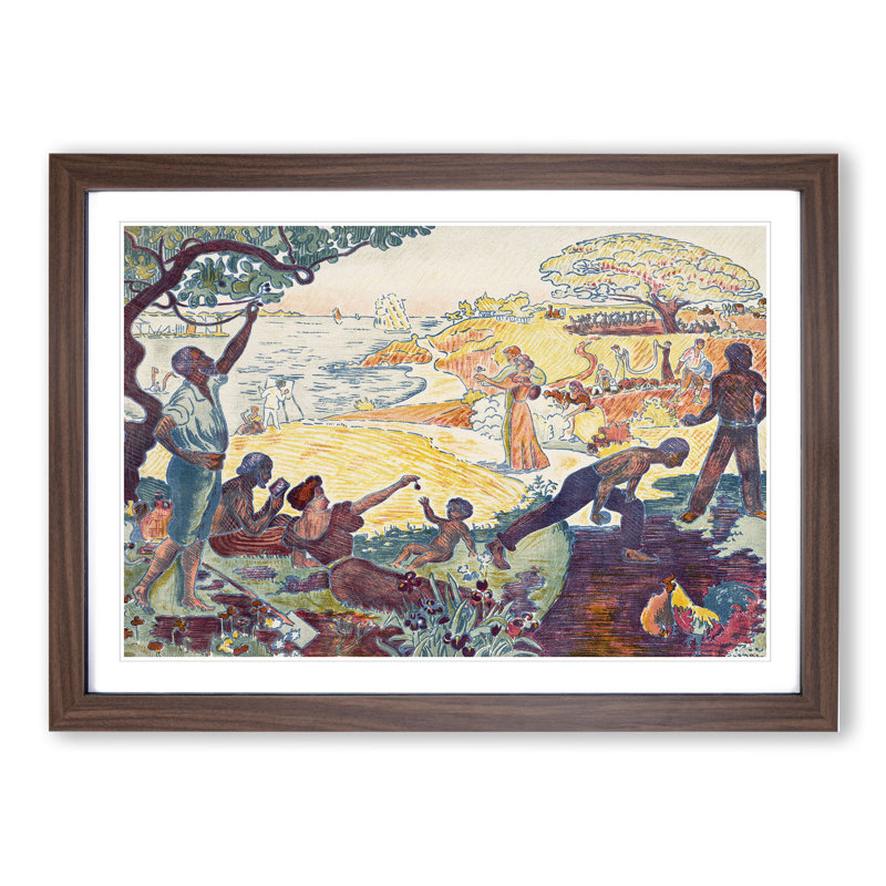 Harmonious Times by Paul Signac - Framed Print, Walnut Framed, 48cm H x 65cm W x 2cm D