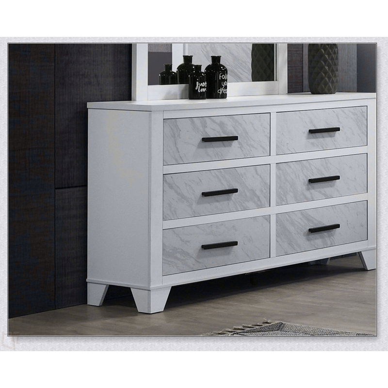 1 pièce commode seulement en faux marbre avec poignées de barre en métal et en bois d'ingénierie à queue d'aronde anglaise