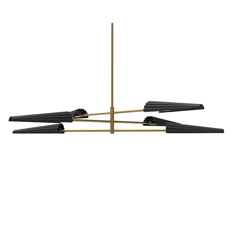 Hazera 6 - Light Dimmable Modern Linear Chandelier, Aged Brass/Matte Black, Matte Black