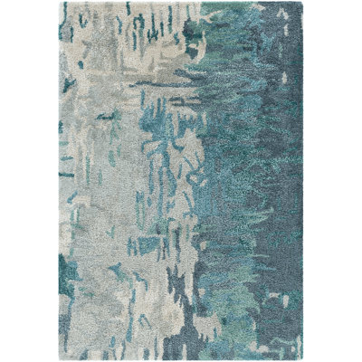 Tapis bleu sarcelle / beige Ratcliff
