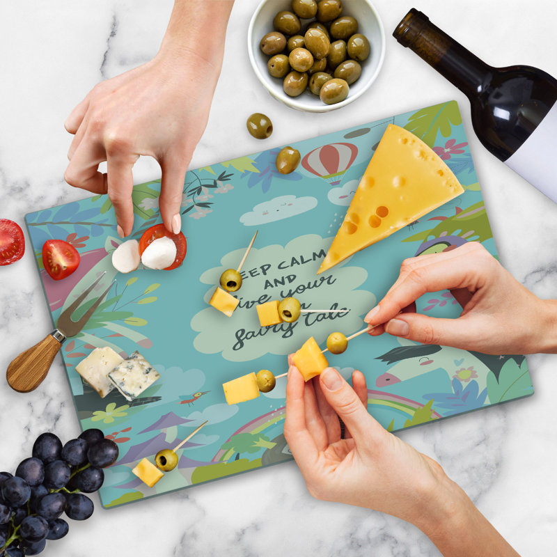 Ambesonne Saying Cutting Board Large Size Keep Calm Multicolor