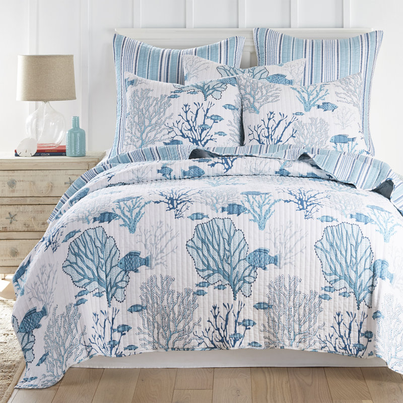 Lacey Sea Quilt Set, Twin Quilt + 1 Sham