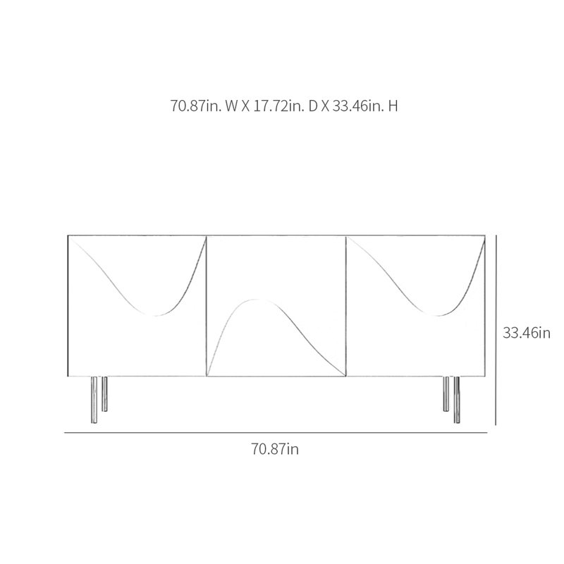 Buffet moderne minimaliste avec 3 portes, Blanc