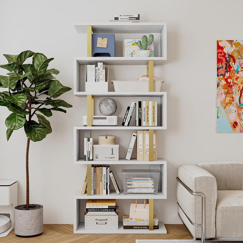Rangement en forme de S pour bibliothèque industrielle, Blanc