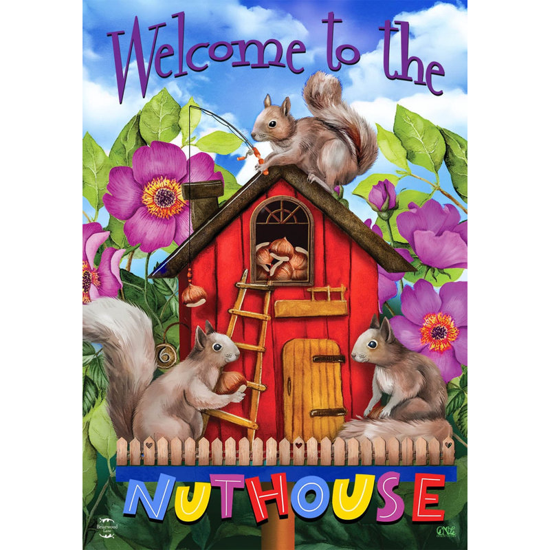 Spring Nuthouse Squirrels Garden Flag