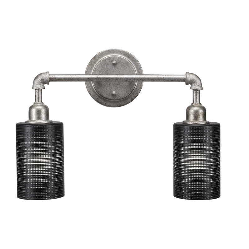 Éclairage pour meuble-lavabo 2 lumières rétro Snider, Argent, Mousseline blanche