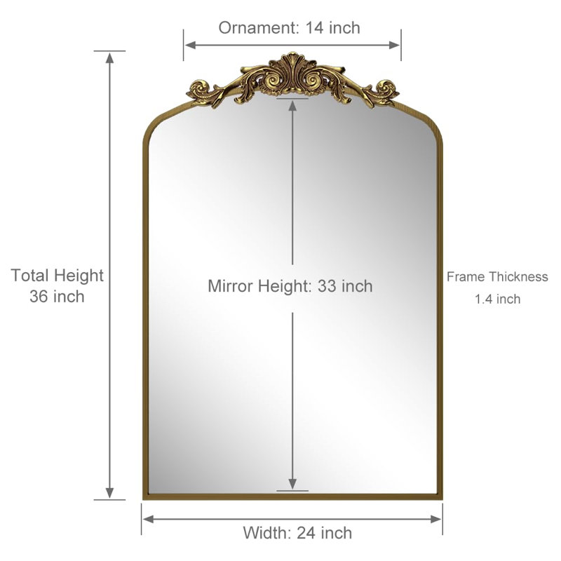 Miroir mural Wooster,  36 po x 24 po, Or brossé