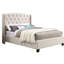 Grand lit tapissier à oreilles tapissier beige avec détail de boutons - centre de table luxueux élégant