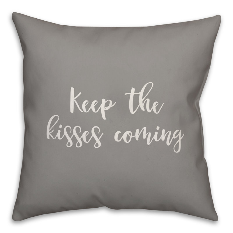  Coussin Keep the Kisses Coming, Gris, Coussin et housse de coussin