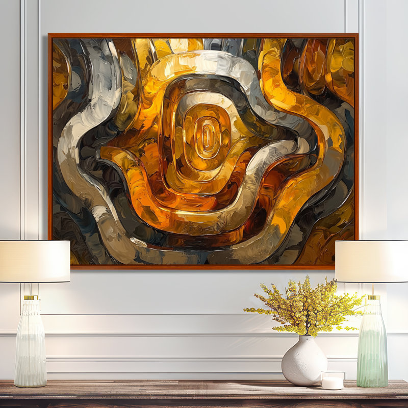 Lupo - Abstract Wall Art, H 16 po x l 32 po, Cadre flottant, Brun