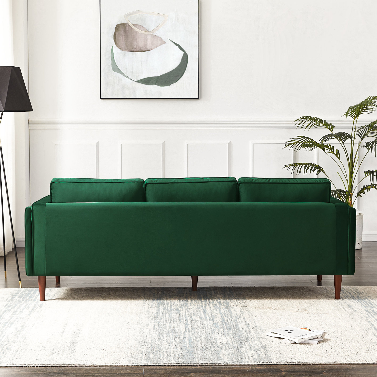 86" Velvet Sofa, Velvet Dark Green