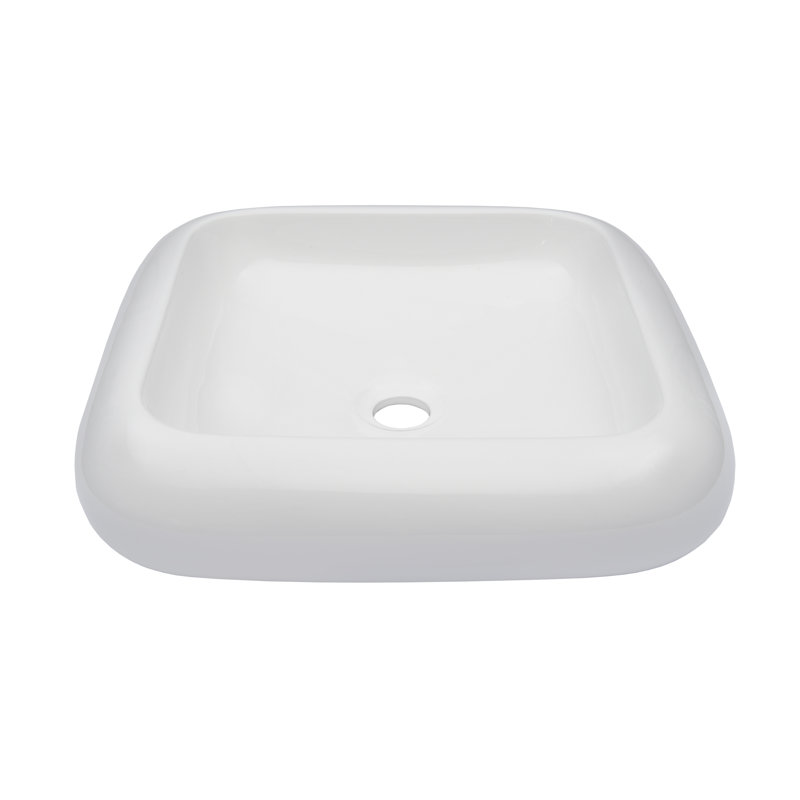 Novatto 18.5'' White Ceramic Square Bathroom Sink, Chrome