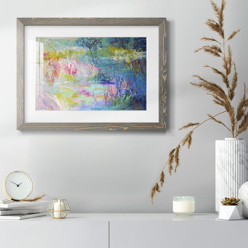«Floating on a Dream», reproduction encadrée rustique avec tableau mat, Gris, H 26 po x l 38 po