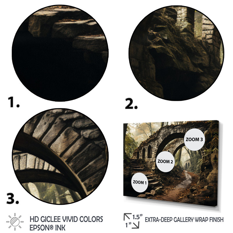 Maddilyn Gray Bridge, ardoise rustique arche II sur toile, Cadre simple argenté, H 30 po x l 40 po x P 1,5 po