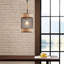 Natural Rope And Metal Mesh Cylinder Pendant