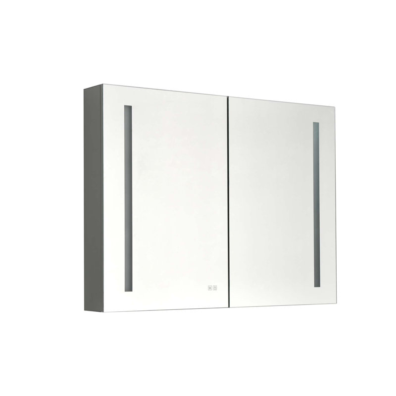 Armoire à pharmacie 40 po x 30 po à DEL avec miroir, douilles, à intensité variable et anti-buée