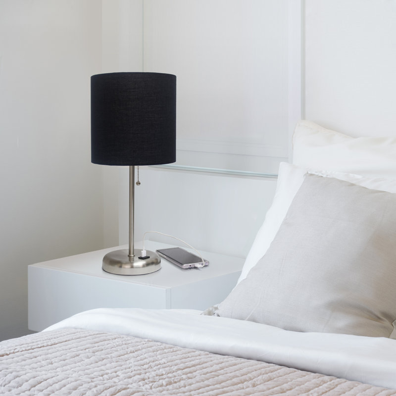 Delp Metal USB Table Lamp, Black, Silver, Yes