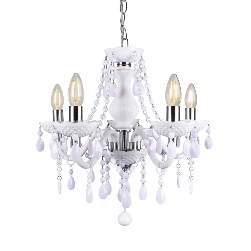 Xan 5 - Light Candle Style Chandelier, White/Chrome