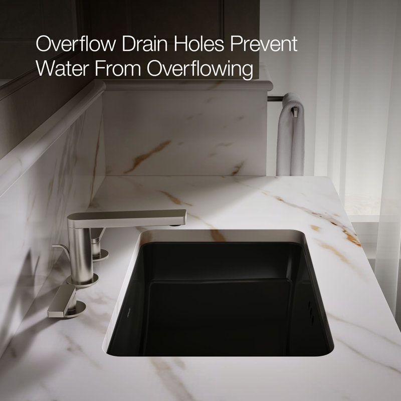 Ladena Vitreous China Rectangular Undermount Bathroom Sink, Black