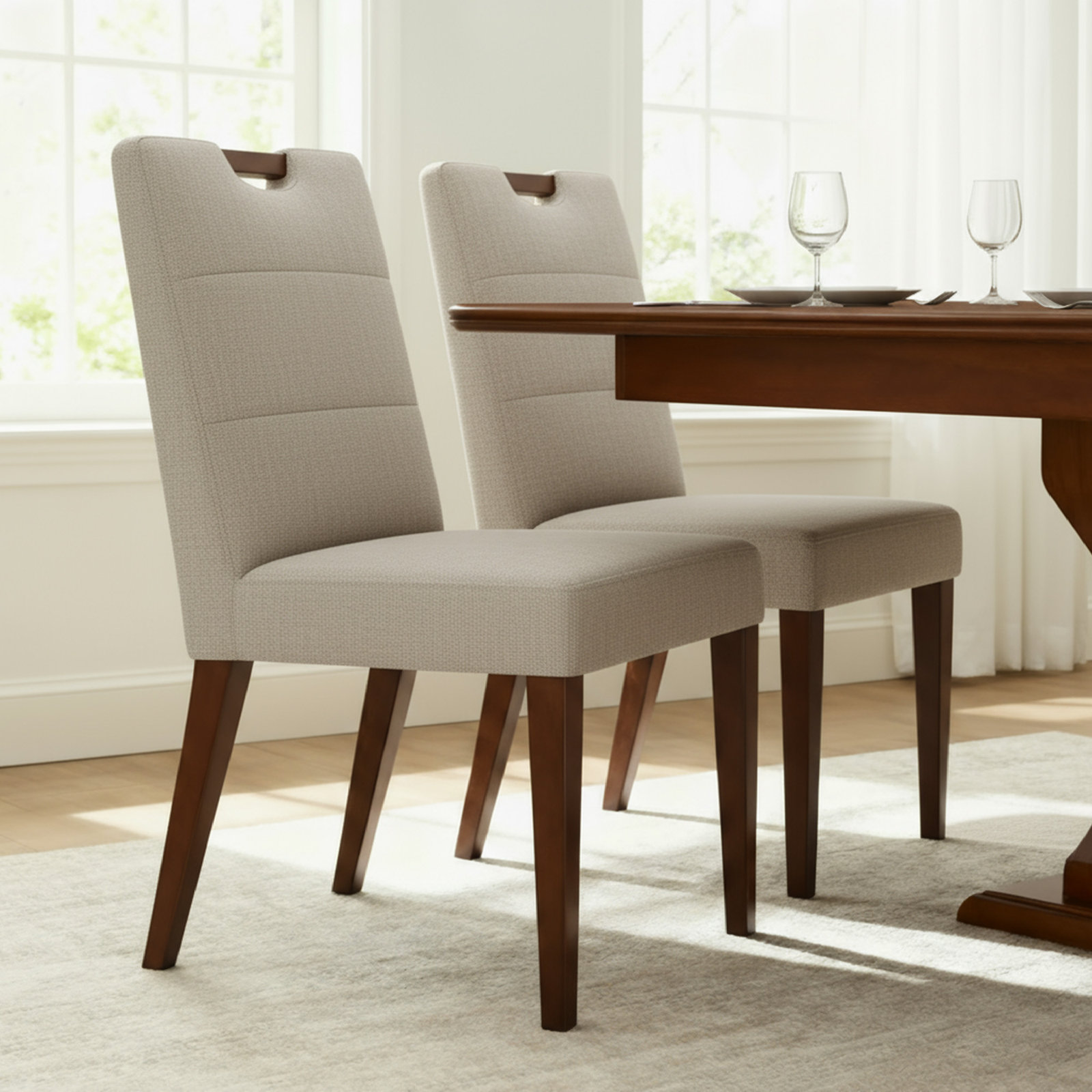Hayes Upholstered Dining Chair Set Of 2, Effie Flax Performance Linen