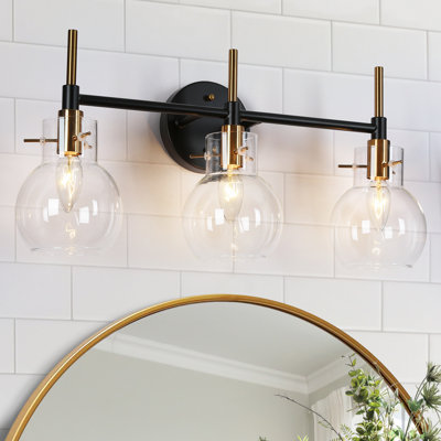 Satilla 3-Light Dimmable Modern Black/Brass Vanity Light