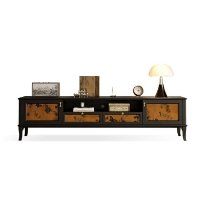 Retro Black Solid Wood TV Stands