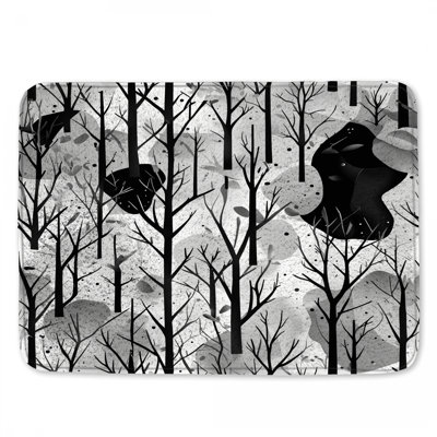 Tapis de bain noir blanc forêt